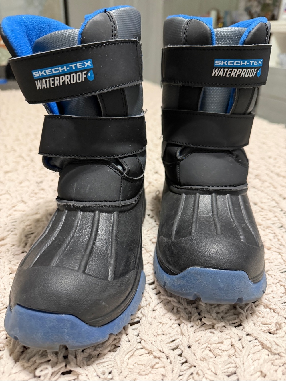 Skechers Kids Black and Blue Waterproof Snow Winter Boots